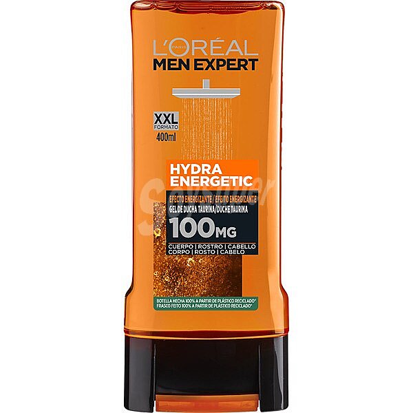 Hydra Energetic gel de ducha taurina 100 mg para cuerpo cara y cabello