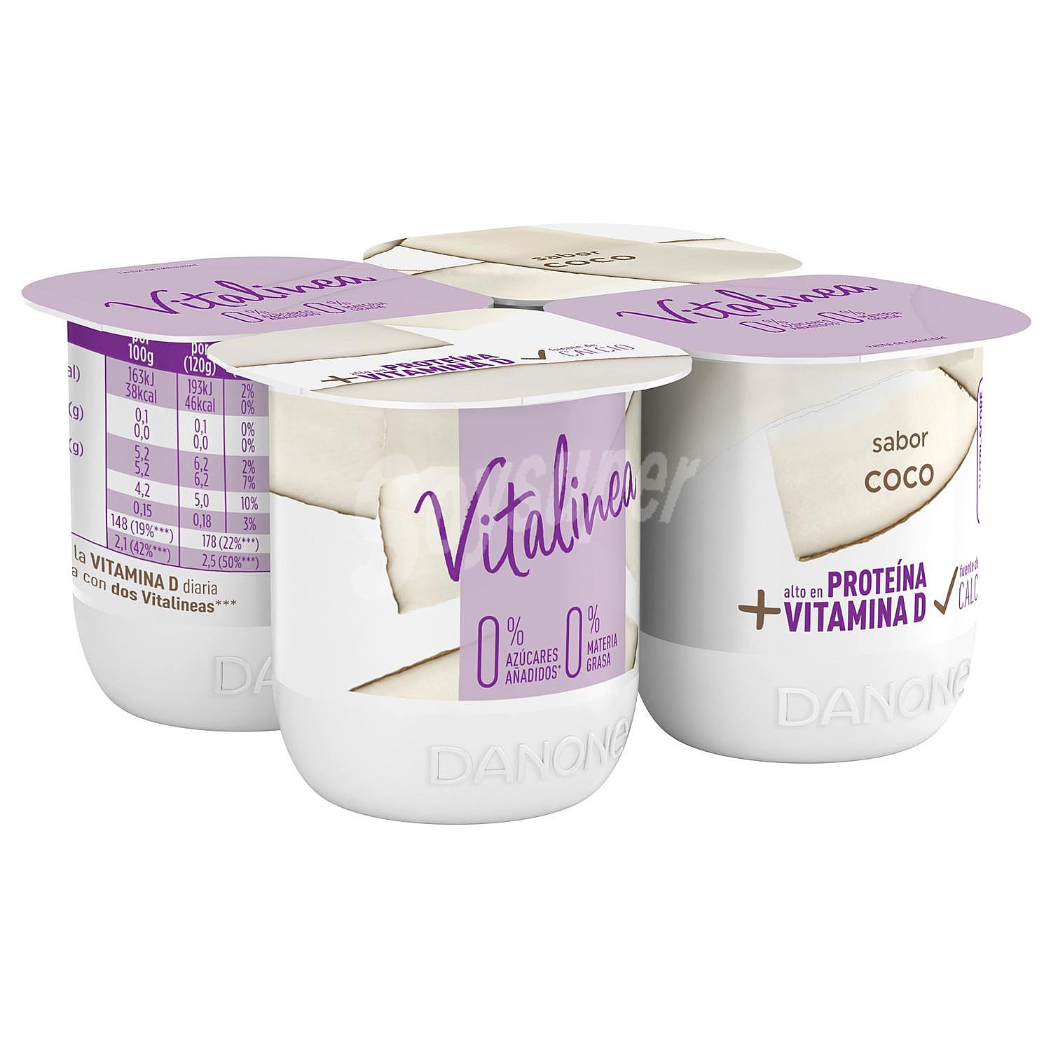 Yogur desnatado 0% materia grasa, sabor a coco