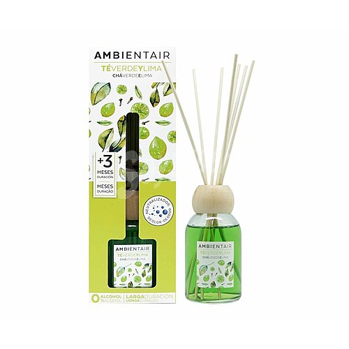 Ambientador de varillas 100 ml. TÉ verde Y lima, ambientair.