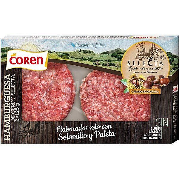 Coren hamburguesa de cerdo 2 unidades sin gluten y sin lactosa