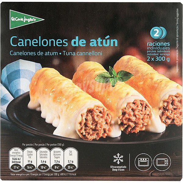 Canelones de atún 2 raciones