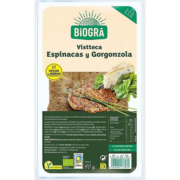 Eco Visttecca de espinacas y gongonzola ecológica