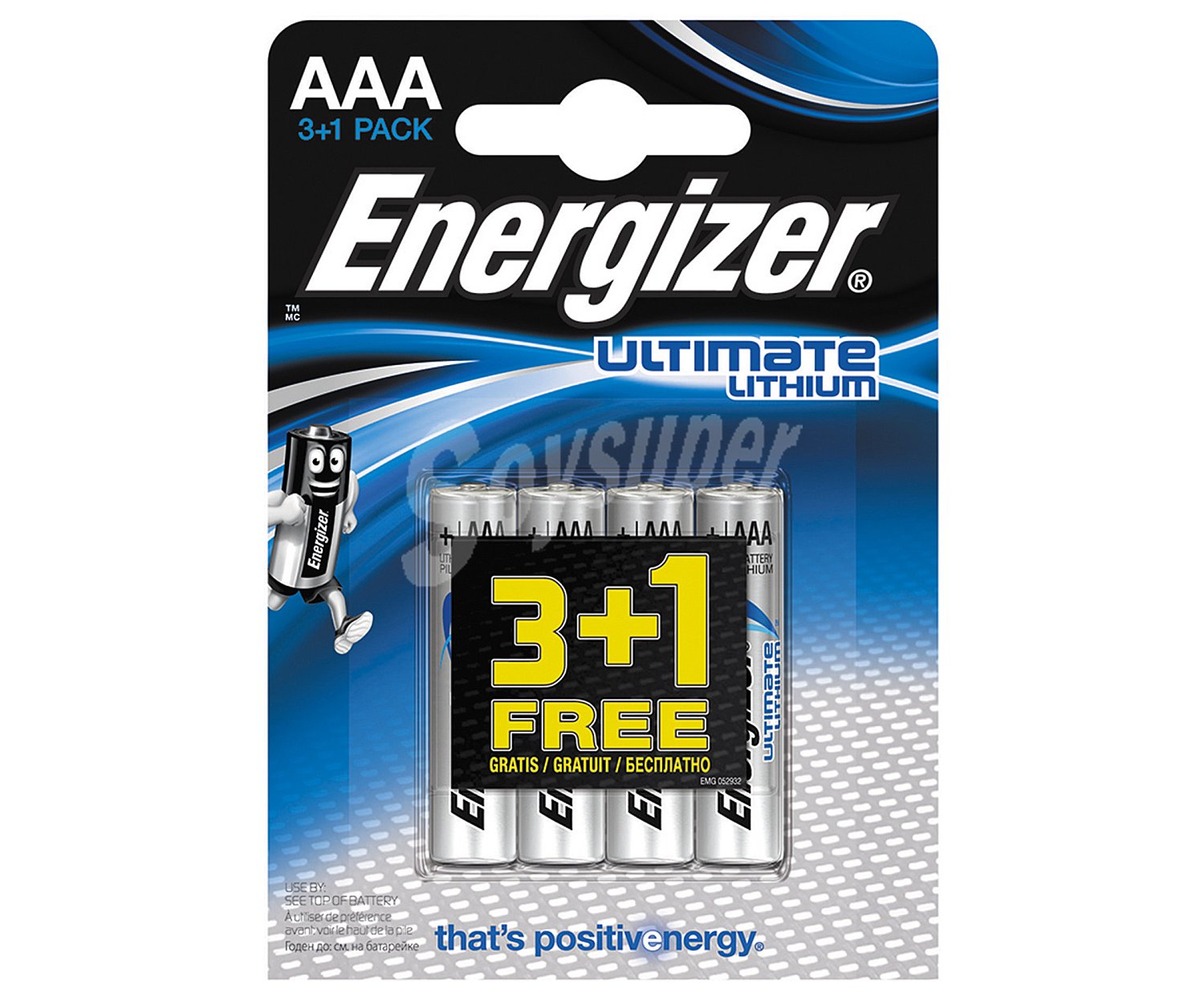 Pack de 3+1 pilas de litio aaa, FR03, 1,5V Lithium Ultimate Lithium