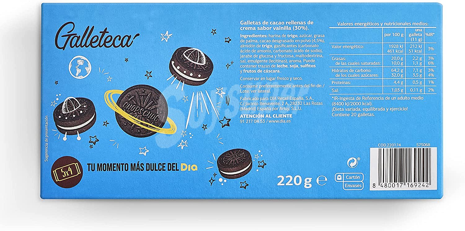 Galletas de cacao rellenas de crema Galleteca