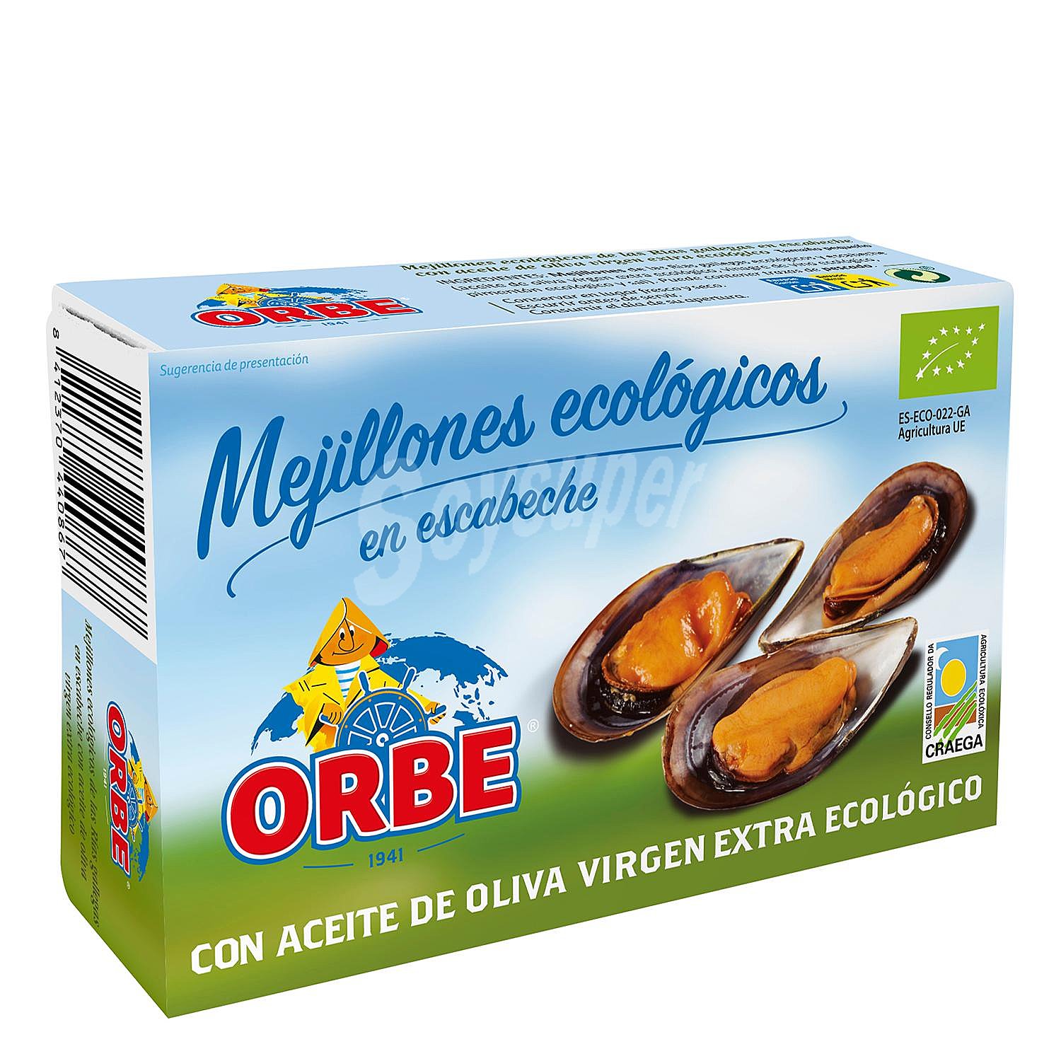 Mejillones en escabeche en aceite de oliva virgen extra ecológicos