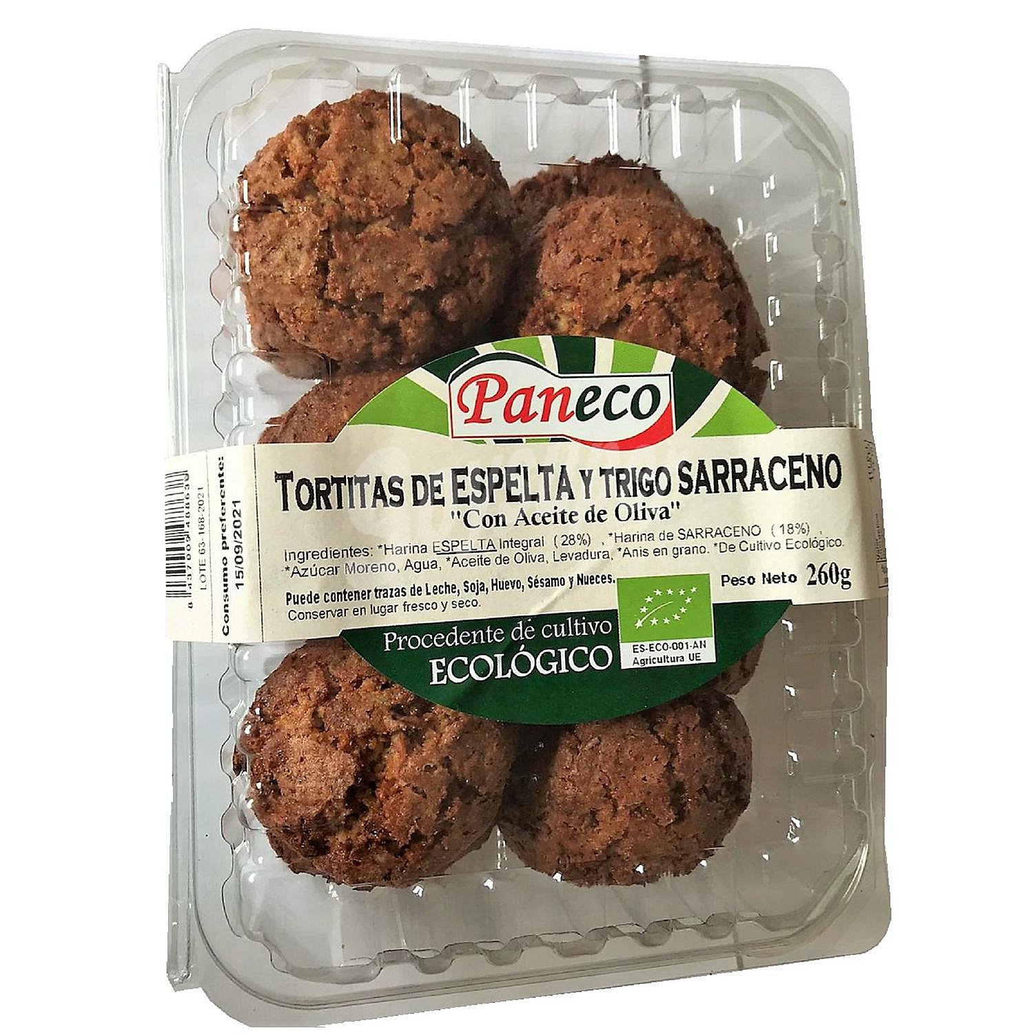 Tortitas de espelta y trigo sarraceno con aceite de oliva ecológicas