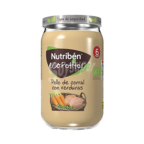 Nutribén Potitos® de pollo de corral con verduras selectas ecológicas a partir de 6 meses nutribén Ecopotitos