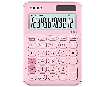 Calculadora escolar de color rosa, casio.