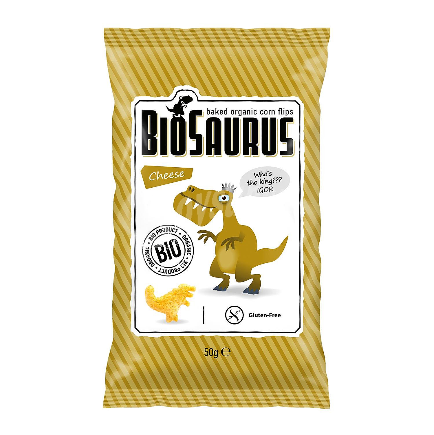 Snacks sabor a queso ecológico Biosaurus sin gluten