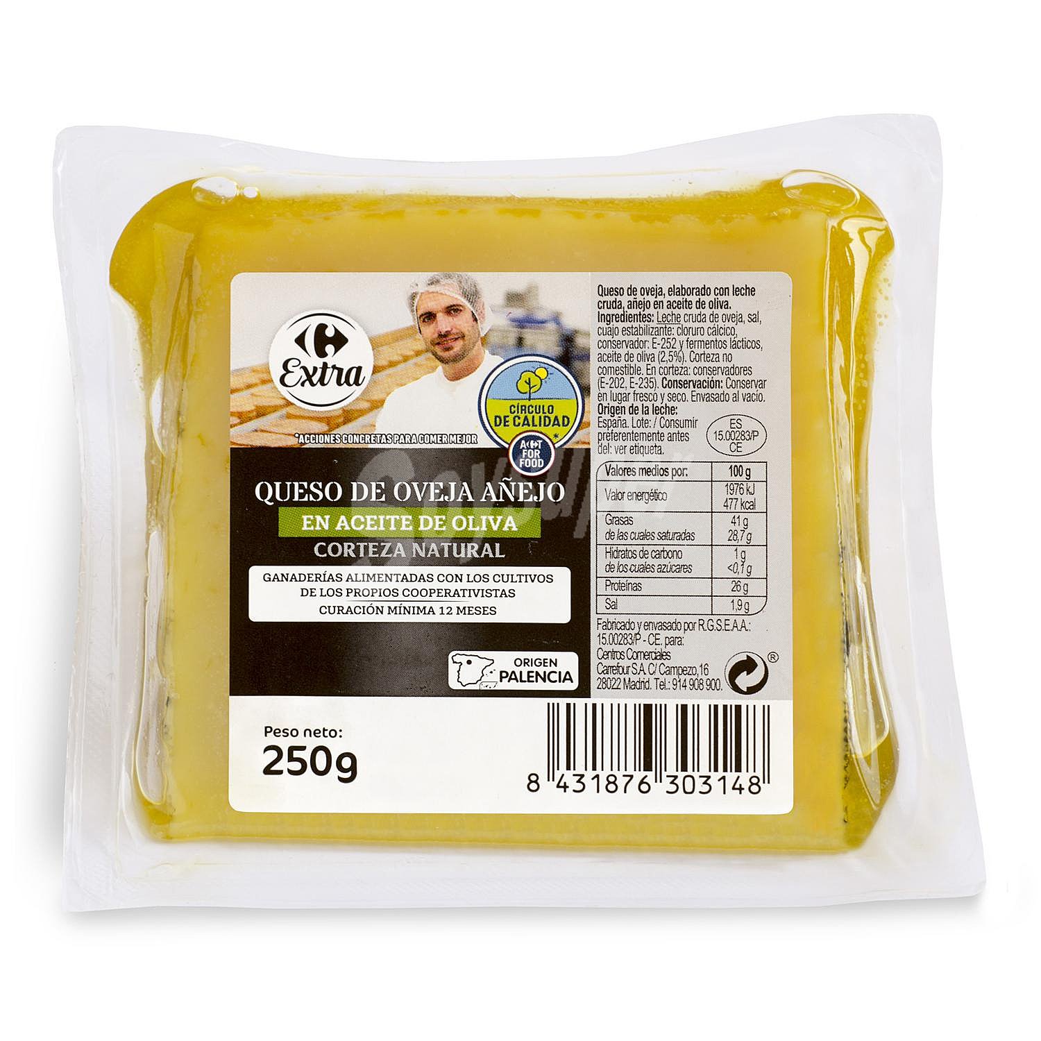 Queso de Oveja Añejo en Aceite Oliva Carrefour Extra cuña