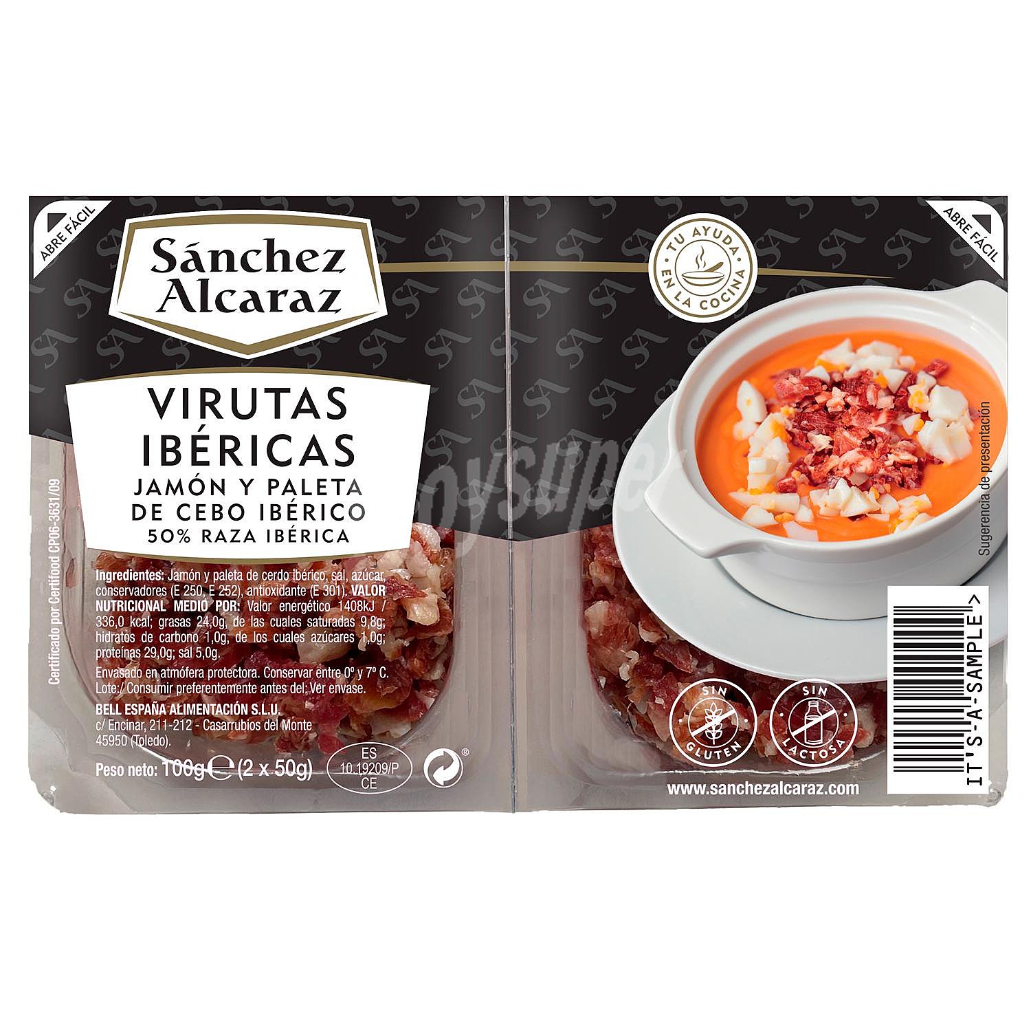 Virutas ibéricas jamón y paleta de cebo ibérico 50% raza ibérica sin gluten sin lactosa