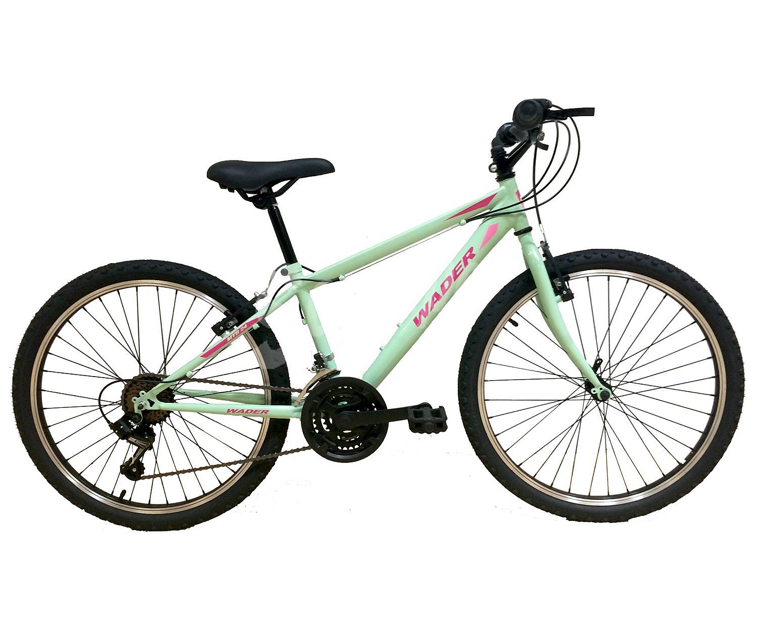 Bicicleta junior de montaña 60,96cm. (24") con cuadro de chica, color verde, 18 velocidades wader