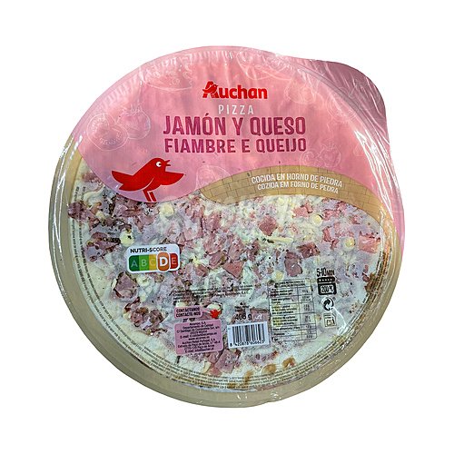 Producto alcampo Pizza de jamón y queso cocida en horno de piedra producto alcampo