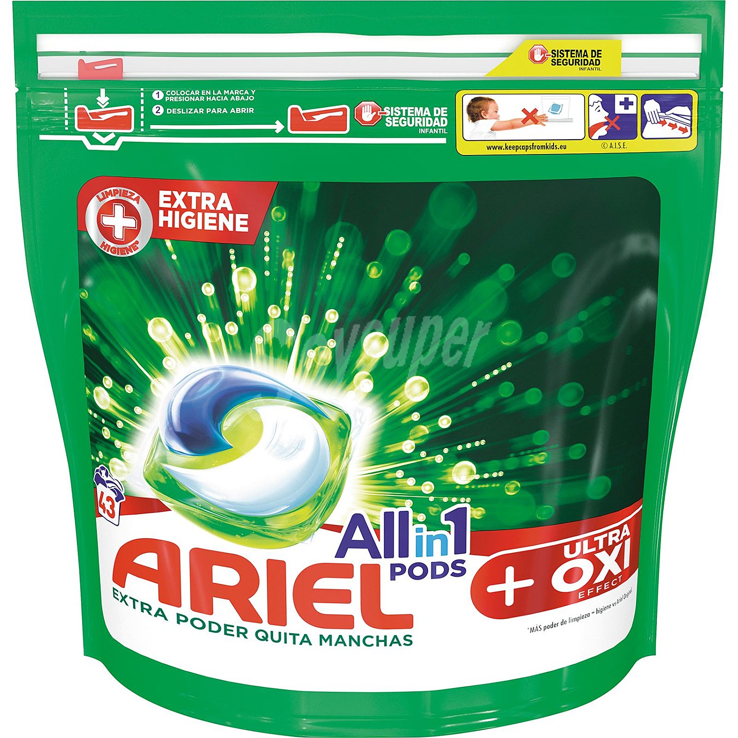 Detergente en capsulas extra higiene ultra oxy effect Ariel