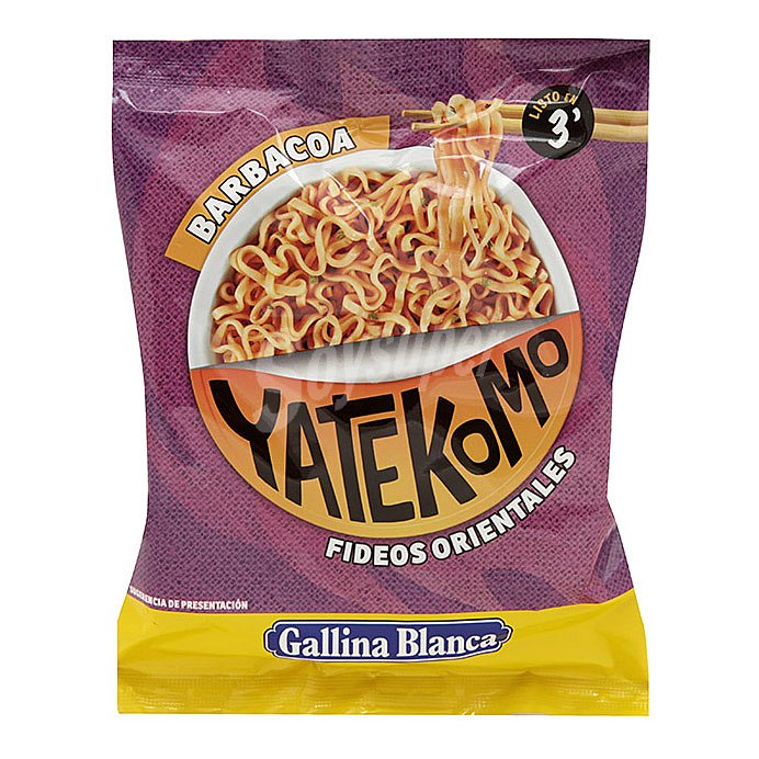 Fideos Orientales con sabor barbacoa yatekomo Estos noodles son la comida rápida perfecta