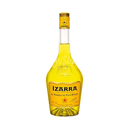 Izarra Licor amarillo a base de plantas, flores del Pirineo, miel y Armagnac, elaborado en el Pais Vasco izarra