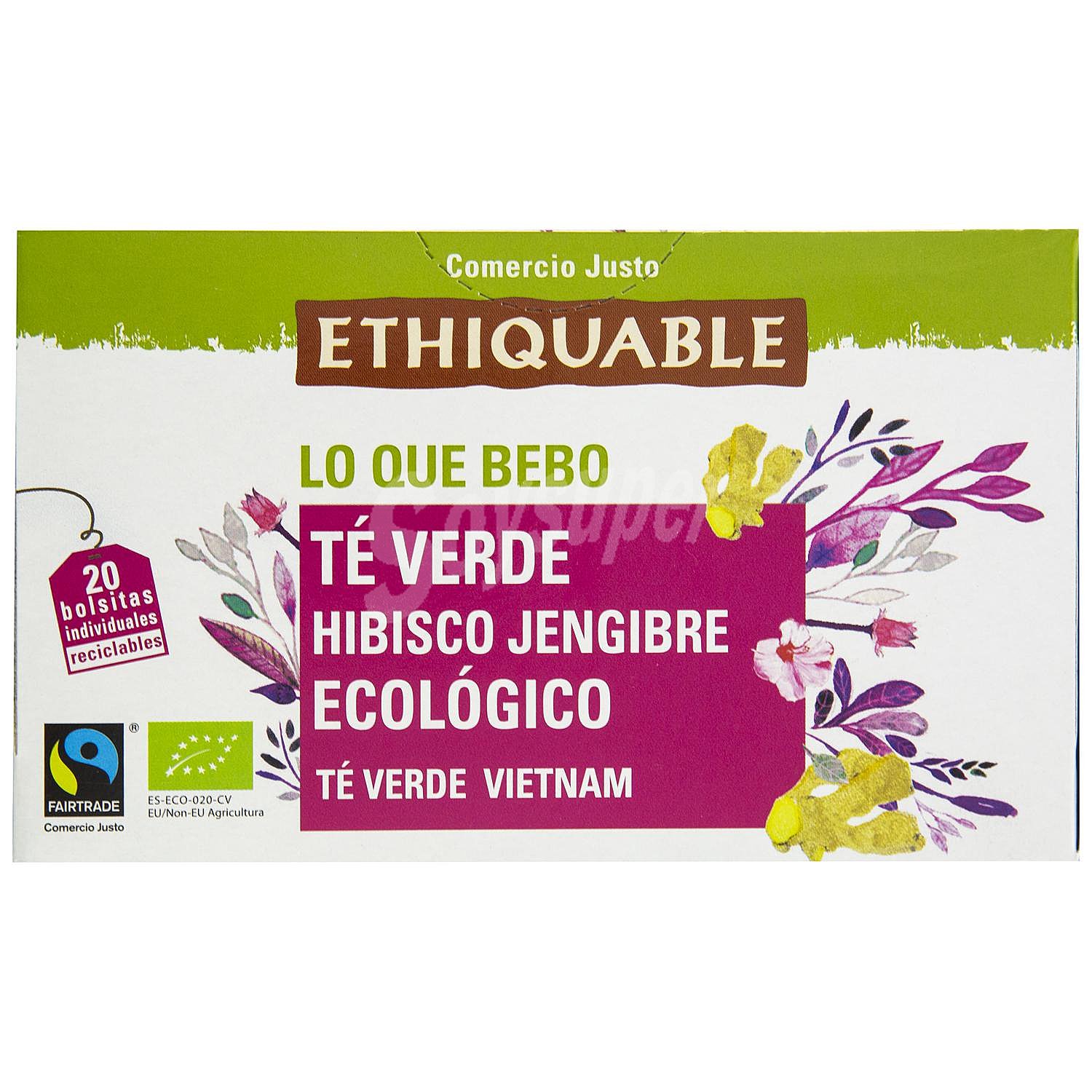 Té verde con hibisco y jengibre ecológico