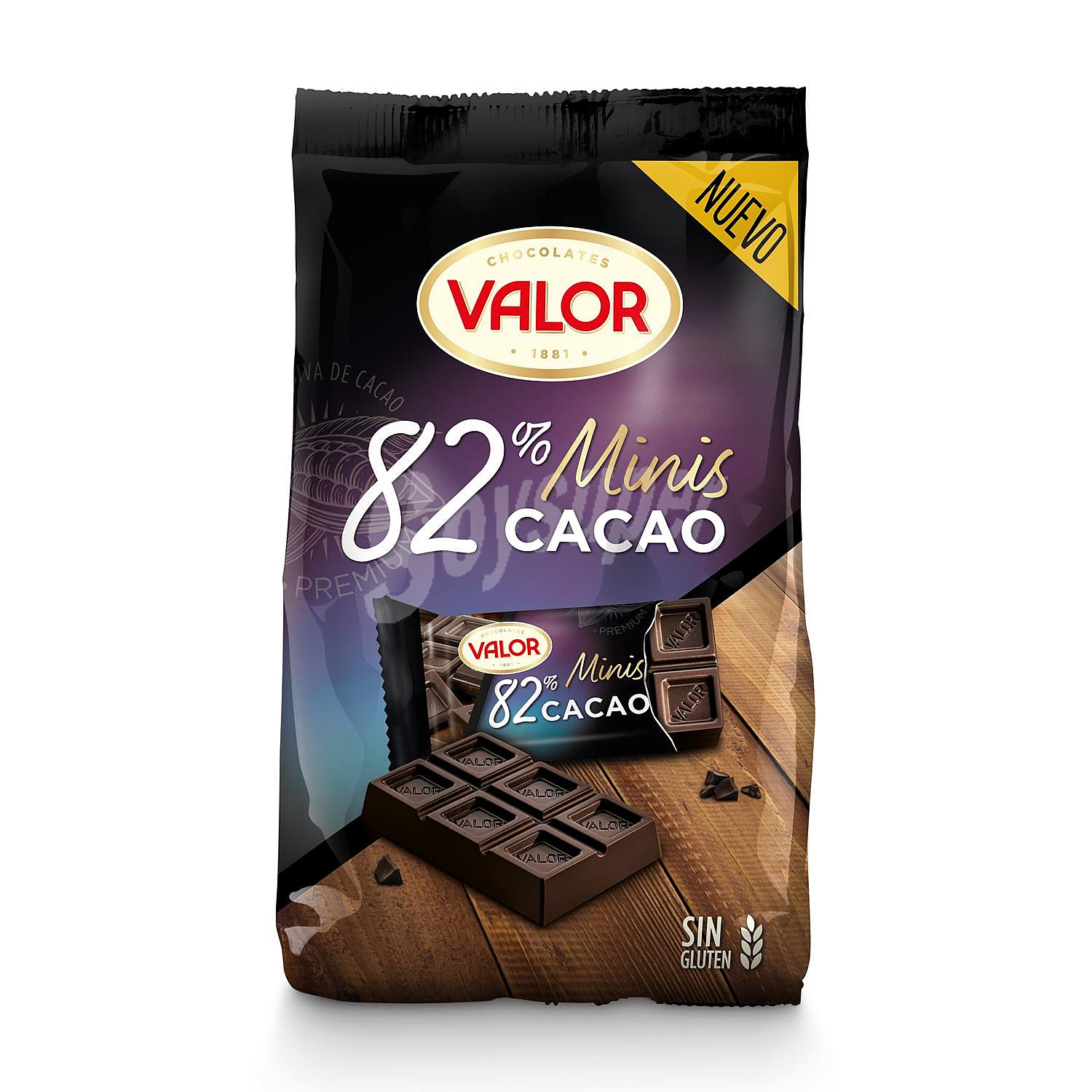 Chocolatina de chocolate negro 82 % cacao