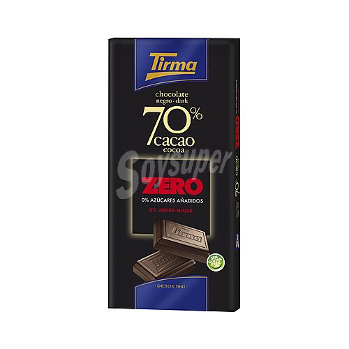 Tirma Tableta de chocolate negro 70% caco sin azúcares añadidos y sin gluten tirma