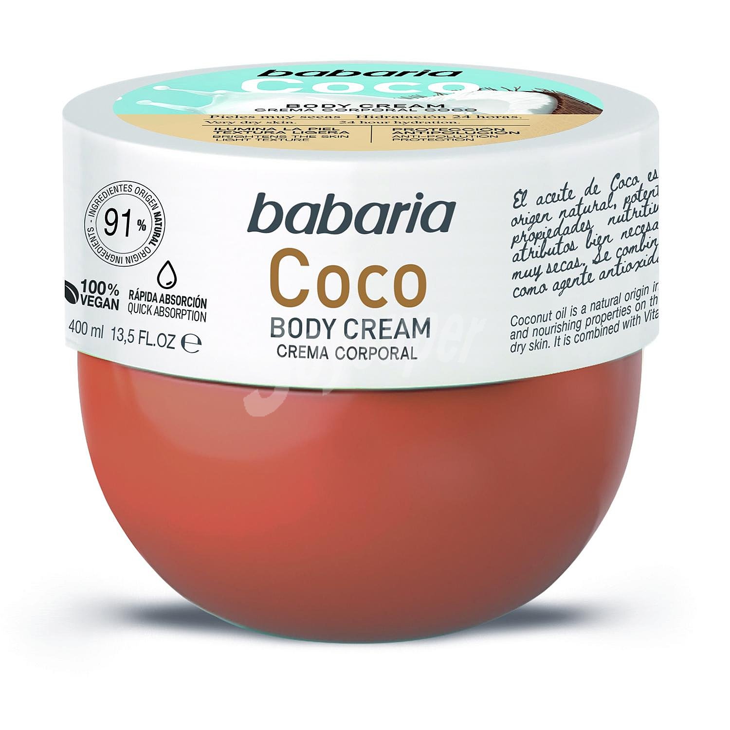 Crema hidratante para piel muy seca con coco Babaria