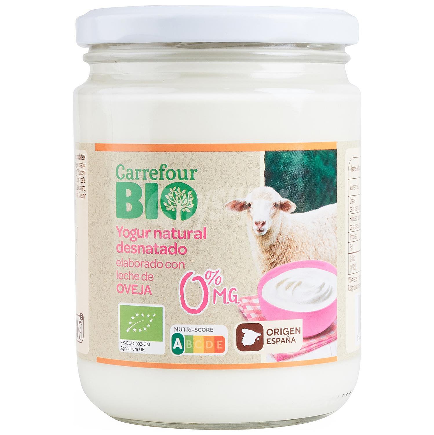 Yogur natural desnatado con leche de oveja pasteurizada ecológica Carrefour Bio