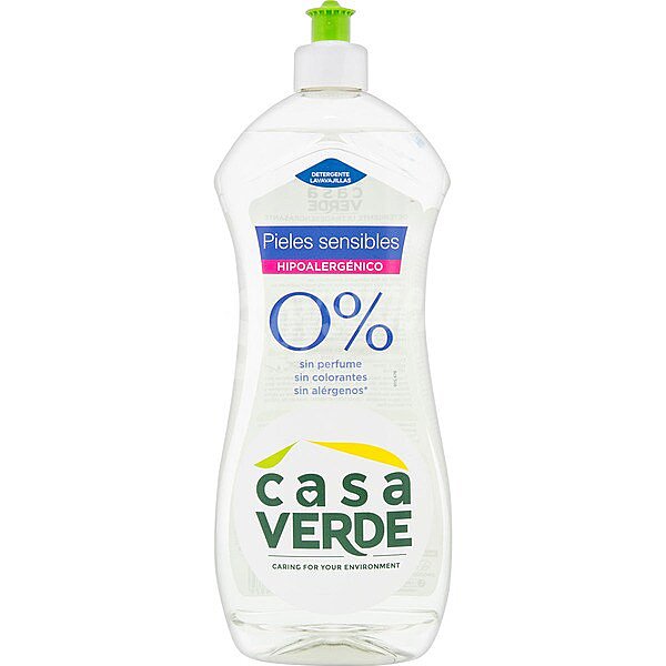 Lavavajillas a mano concentrado pieles sensibles 0% perfume colorantes ni alérgenos