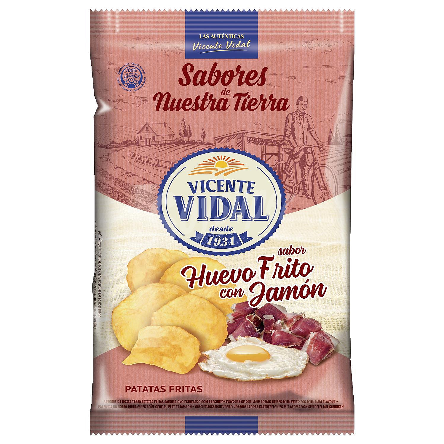 Patatas fritas sabor huevo frito con jamón Vicente Vidal