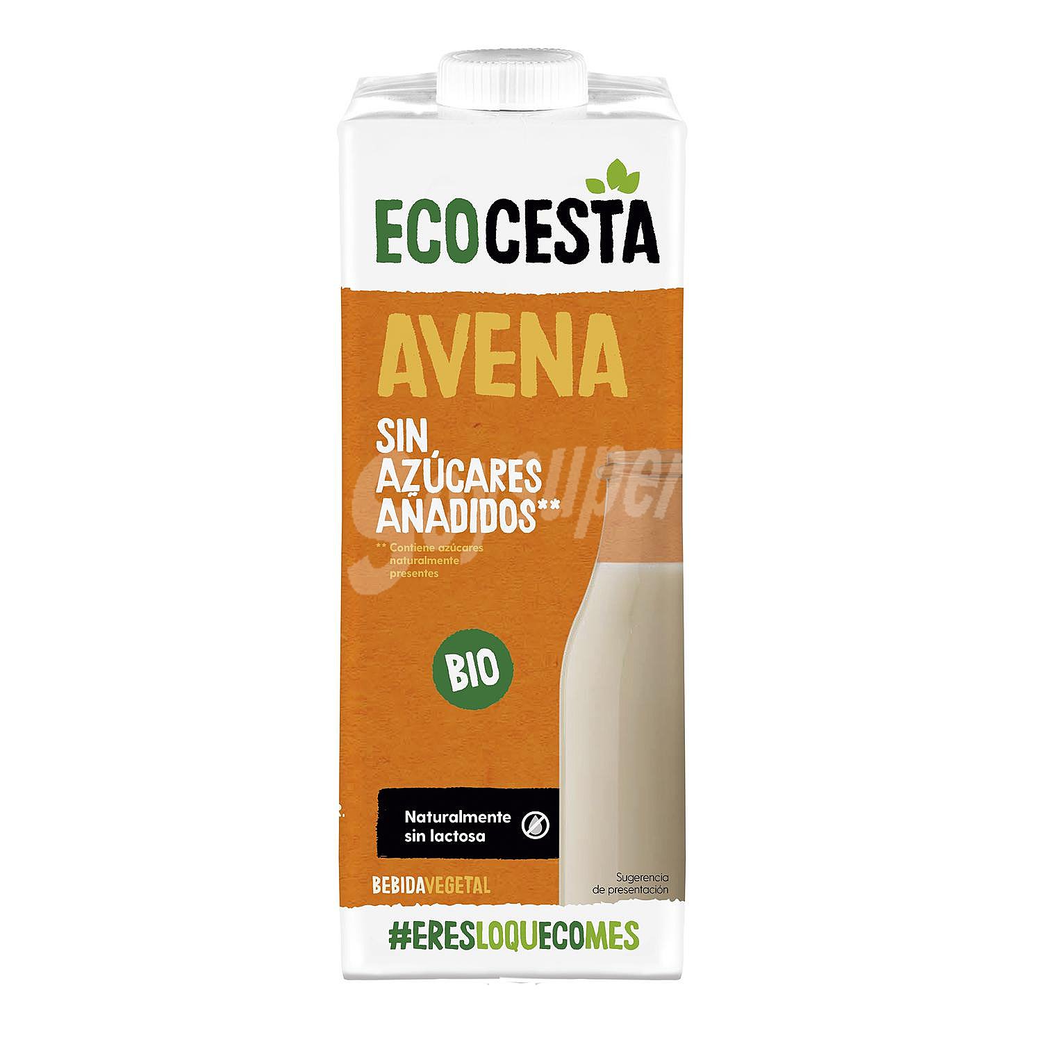 Bebida de avena sin azúcar añadido ecológica ecocesta sin lactosa