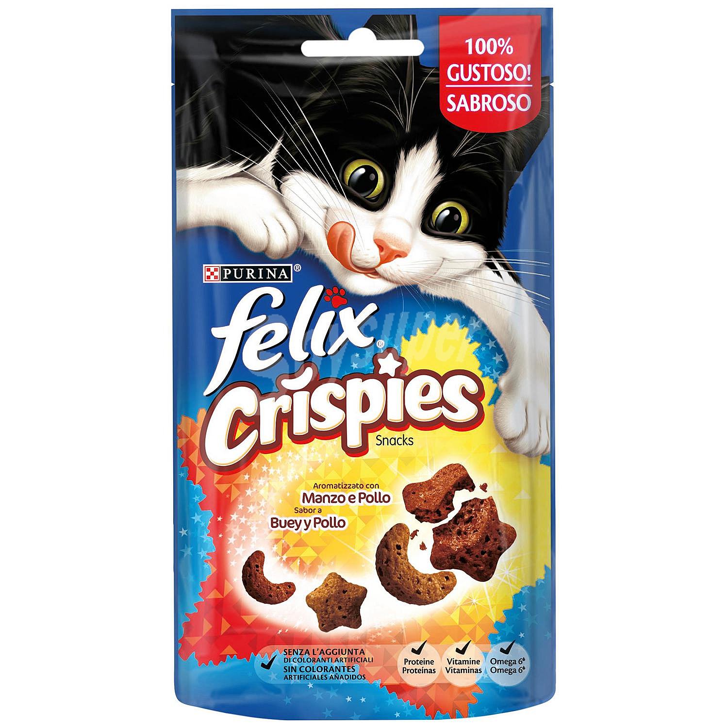 Snack crispies buey y pollo para gato