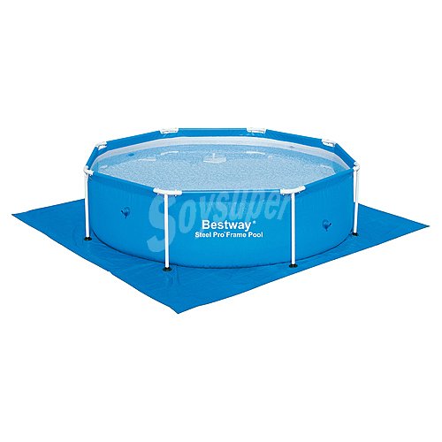 Tapiz de 274x274 centímetros ideal para porteger de posibles pinchazos el liner de las piscinas redondas sobre el suelo