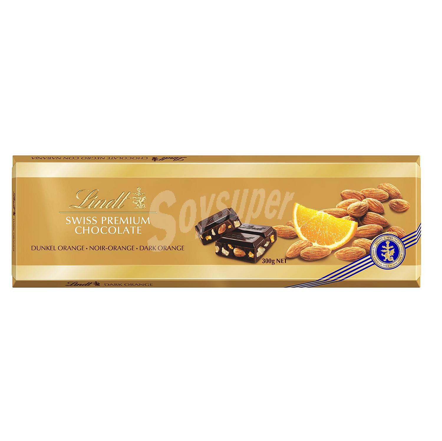 Chocolate negro con almendras y naranja Lindt Premium