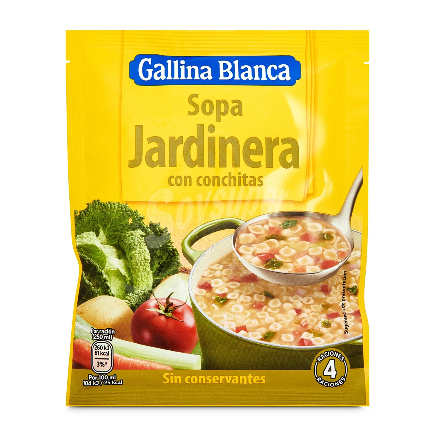 Sopa jardinera gallina blanca