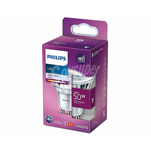 Bombilla Led GU10, 4,6W=50W, luz neutra , 390lm, philips