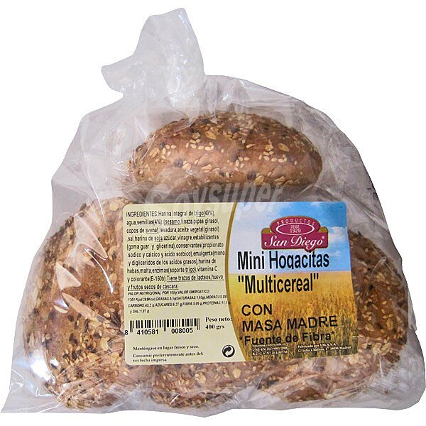 Mini hogacitas multicereal con masa madre bolsa 400 g