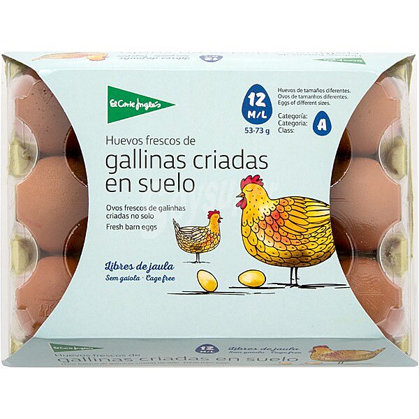 Huevos frescos de gallinas criadas en suelo categoría A clase M-L