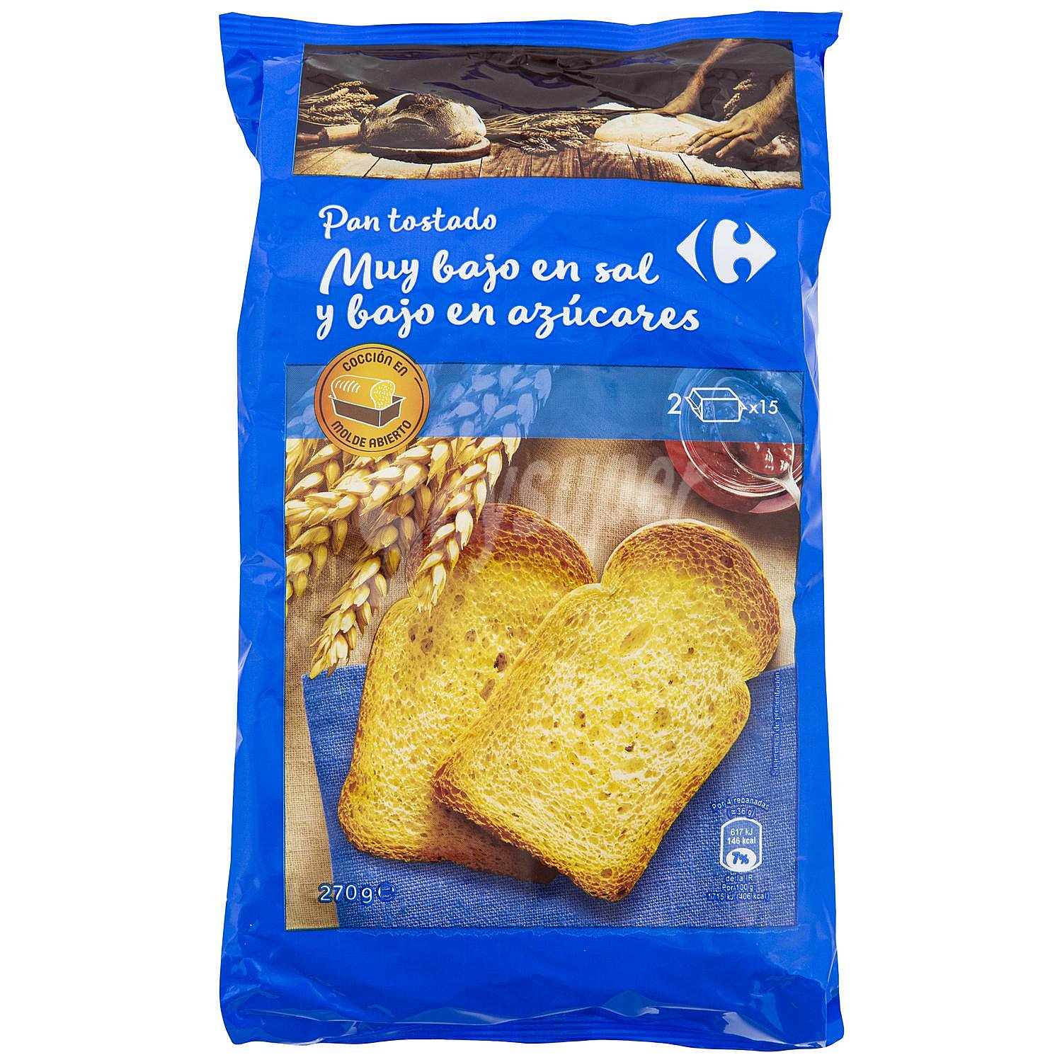 Pan tostado muy bajo en sal y bajo en azúcares Carrefour