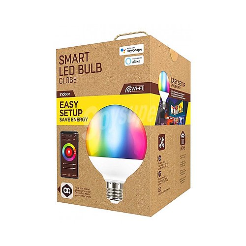 Bombilla Led inteligente E27, Wifi, blanco + RGB multicolor, 10W=60W, 950lm, muvit iO