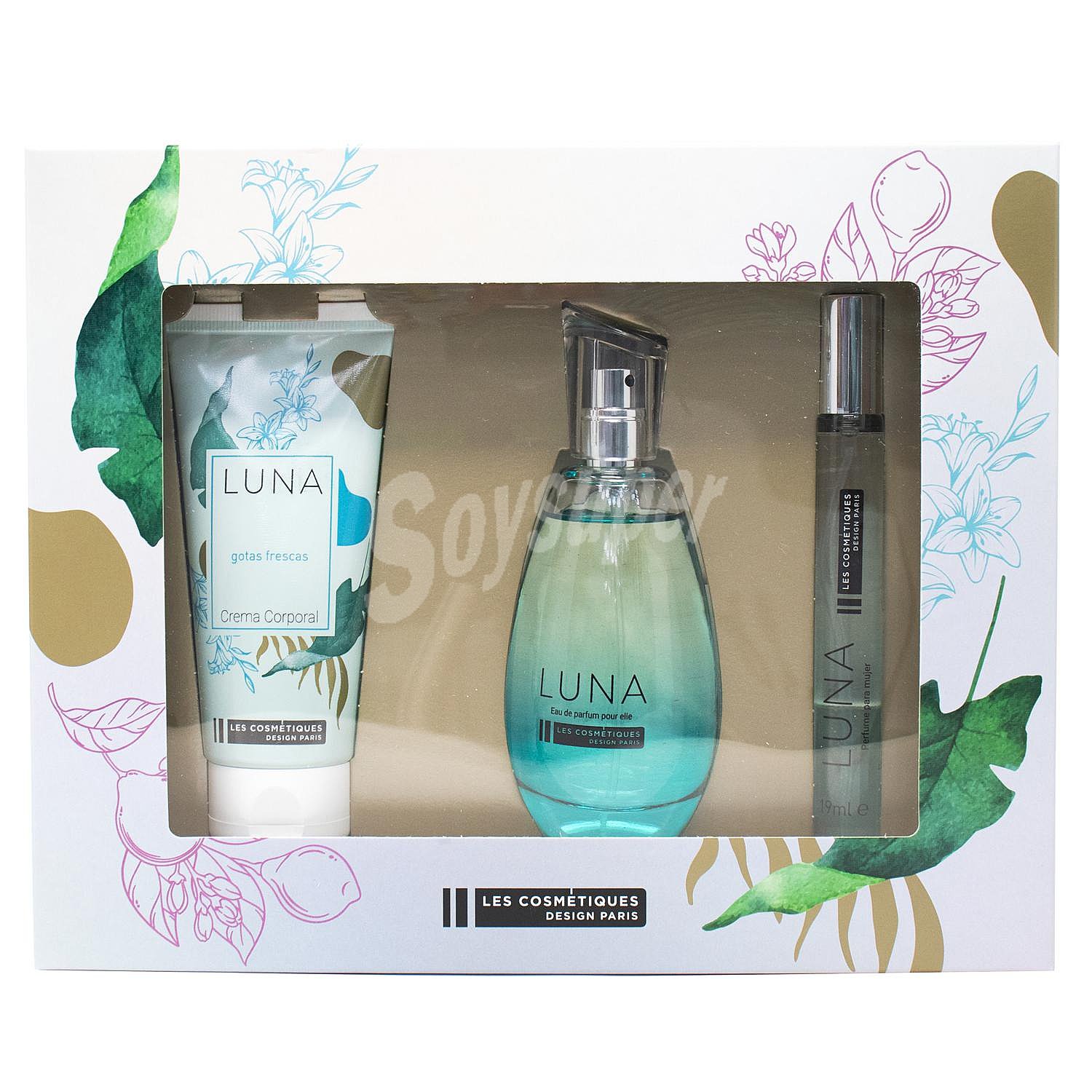 Estuche Luna: perfume femenino , crema corporal 100 ml y perfume 19 ml