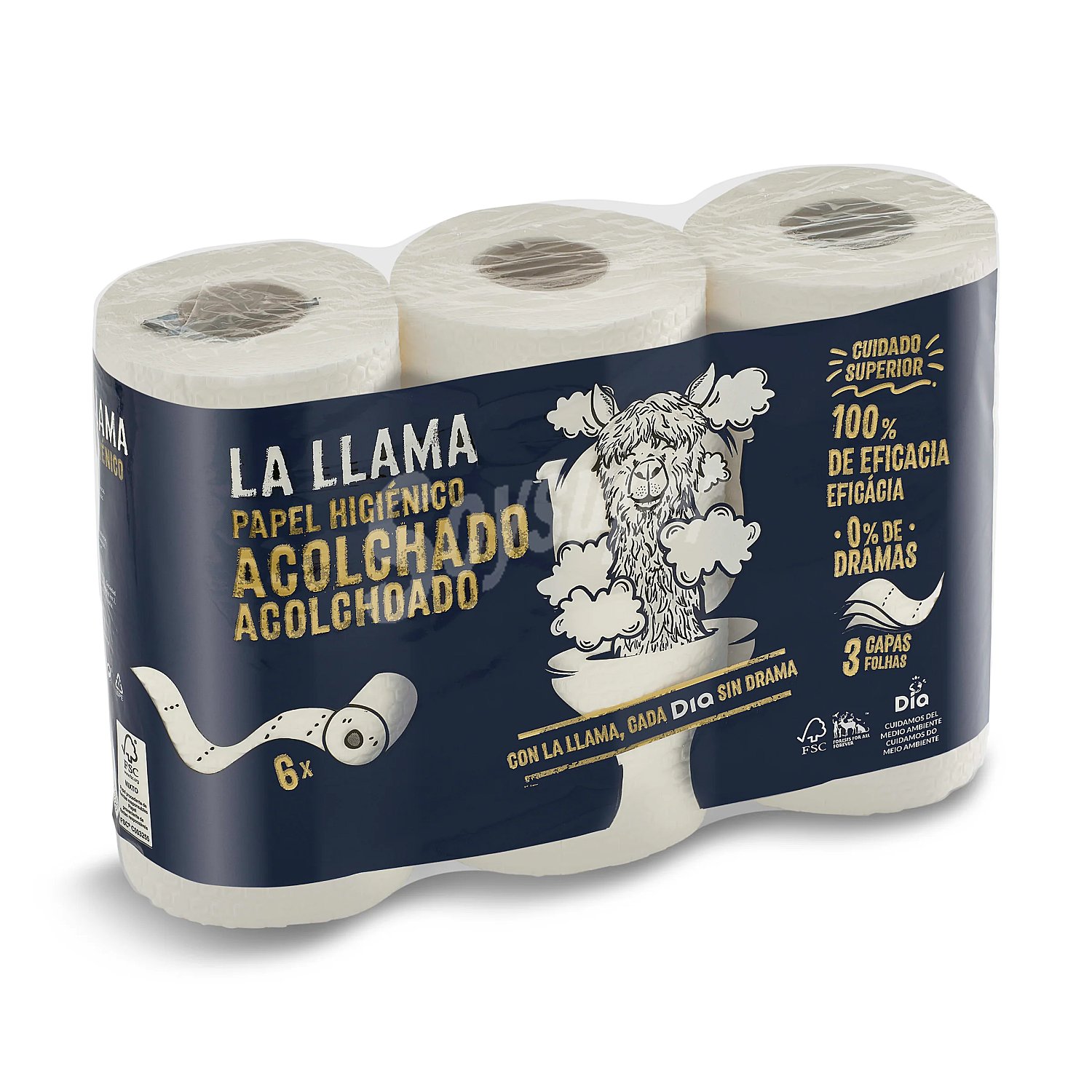 Papel higiénico acolchado 3 capas La llama