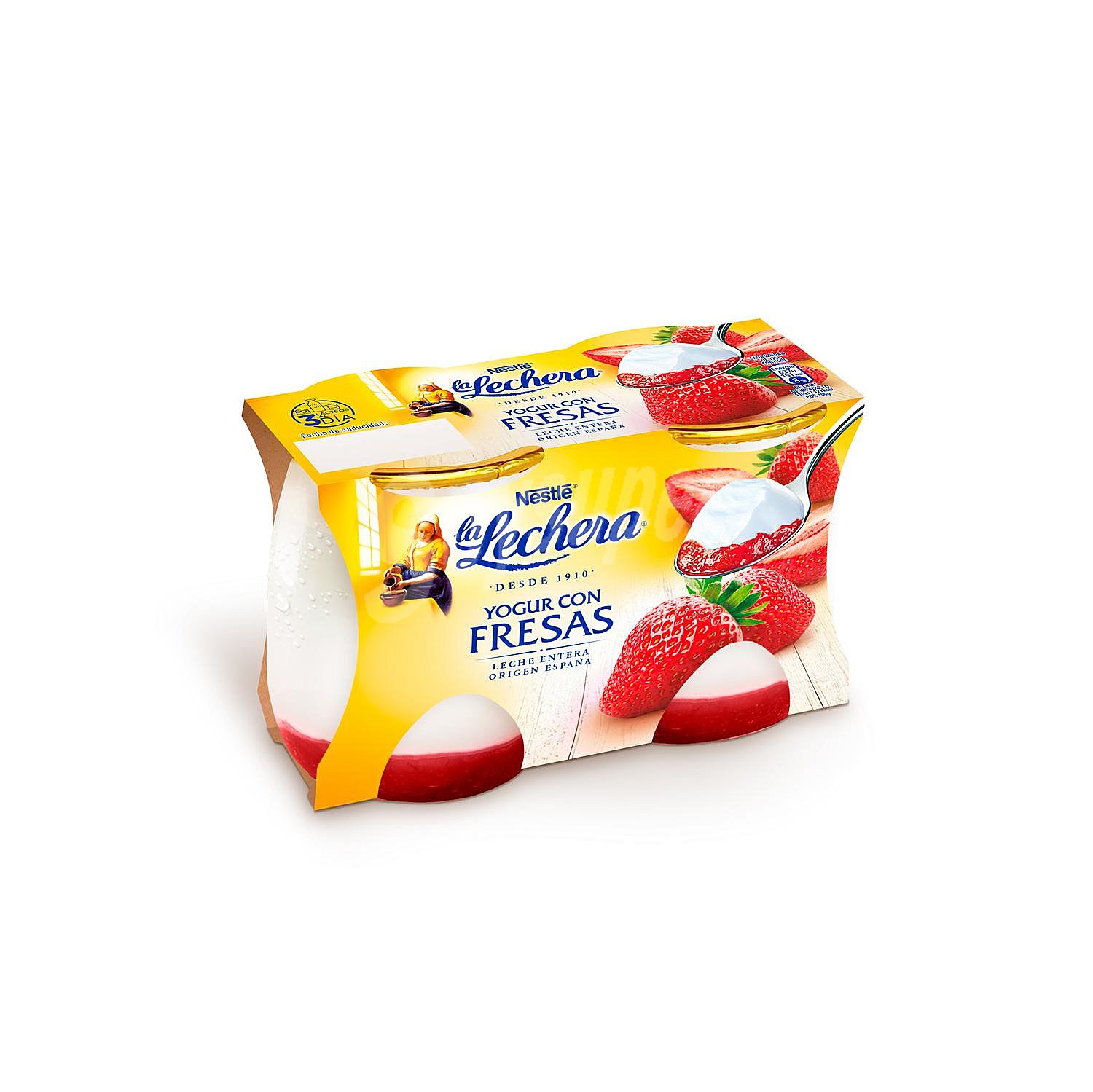 LA lechera Yogur natural con textura cremosa y fresas LA lechera