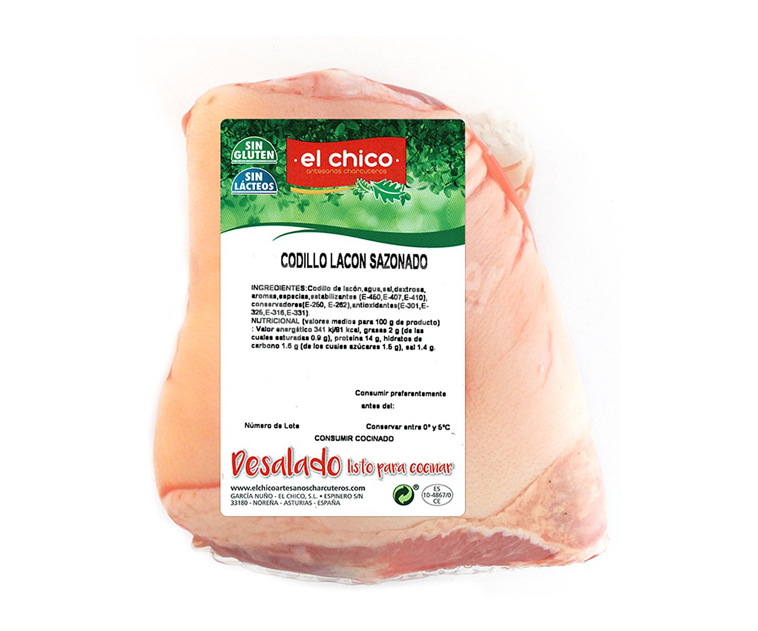 Codillo de lacón sazonado y desalado, listo para cocinar