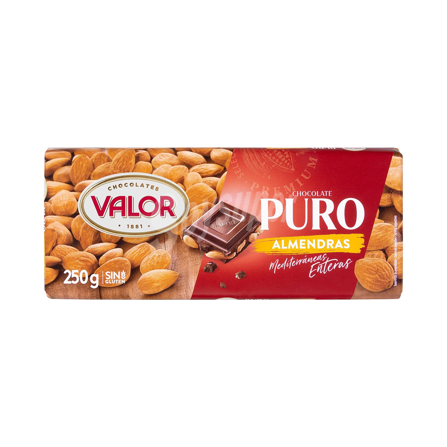 Chocolate puro con almendras enteras Valor