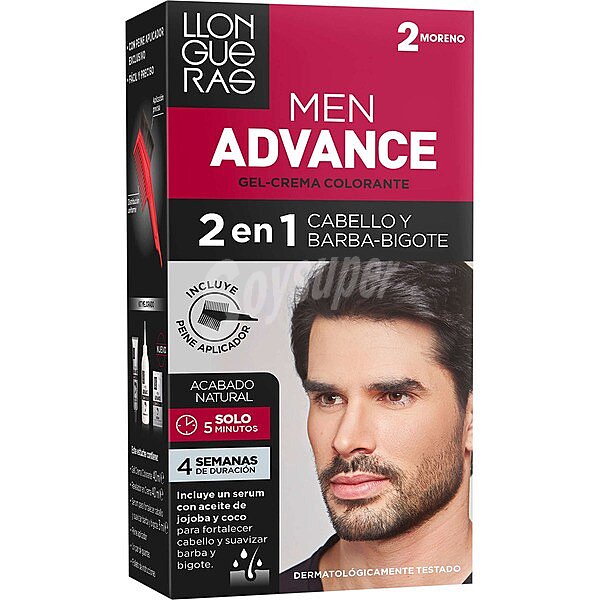 Men Advance gel crema colorante 2 en 1 cabello y barba nº 2 Moreno