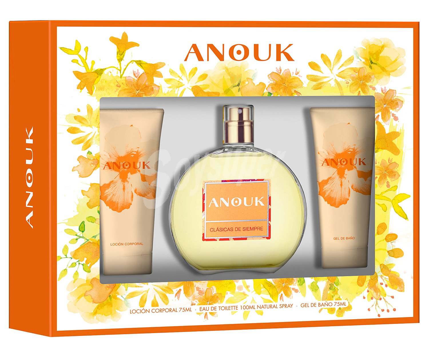 Estuche regalo para mujer con colonia, gel y loción corporal anouk.