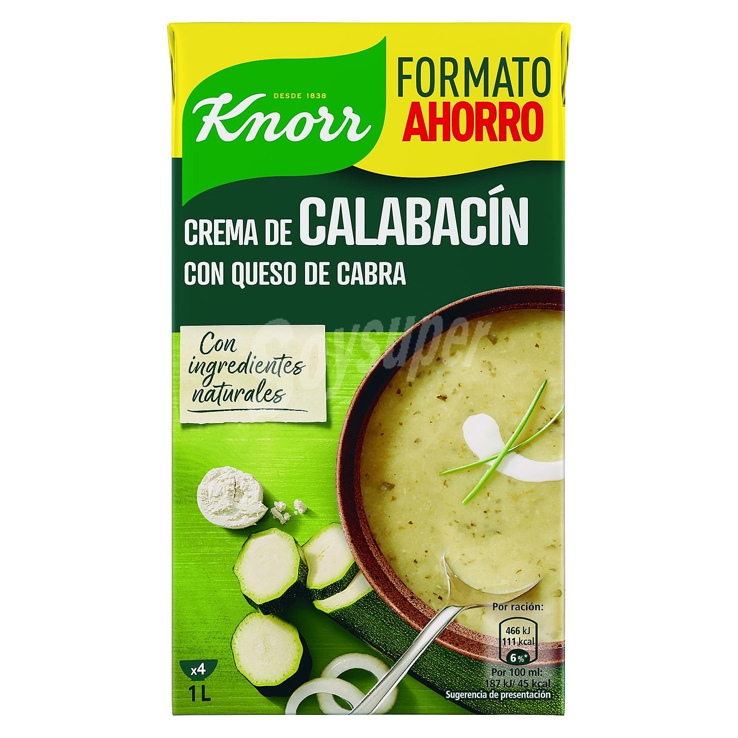 Crema de calabacín con queso de cabra