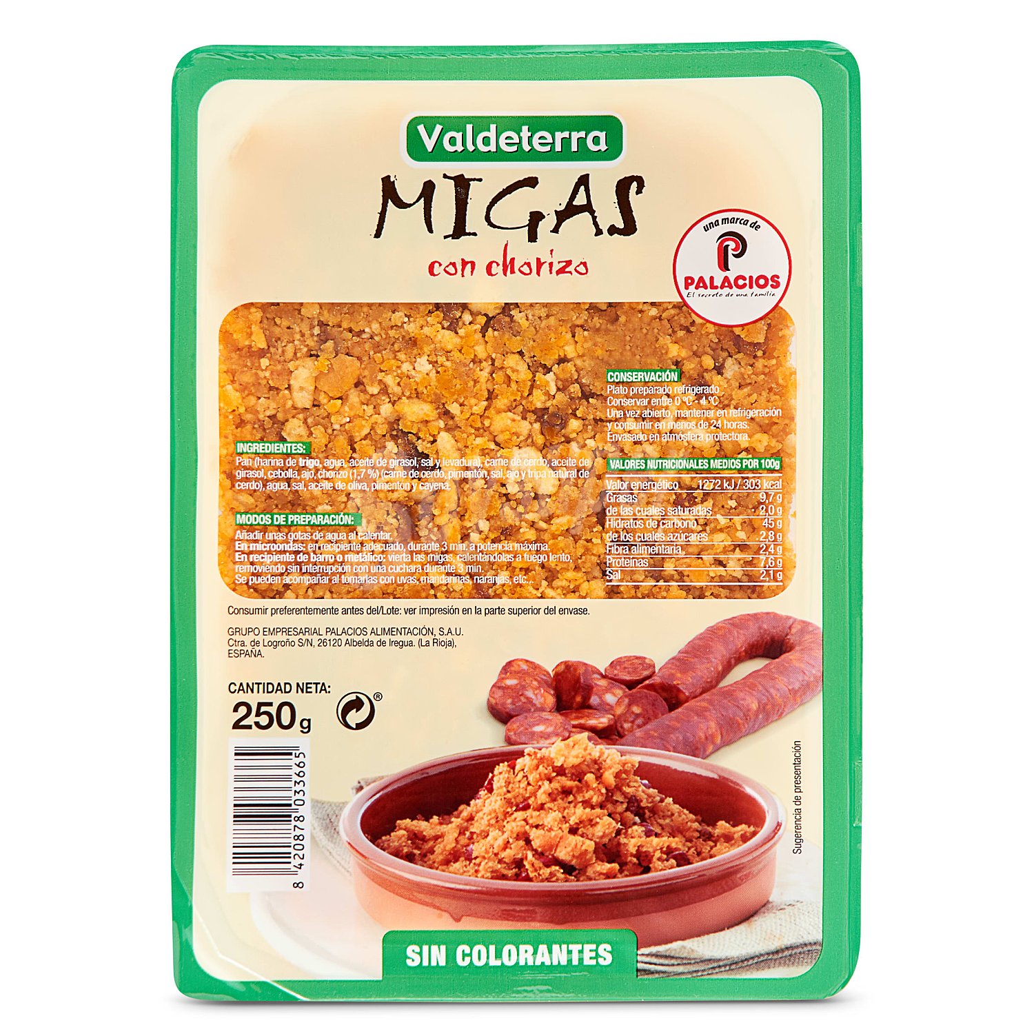 Migas con chorizo, para calentar y comer valdeterra