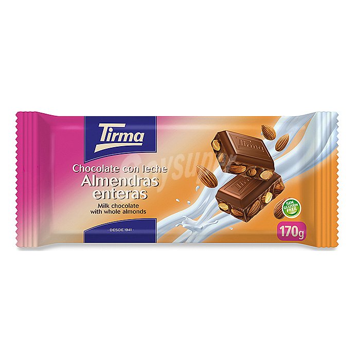 Chocolate con leche y almendras Tirma sin gluten