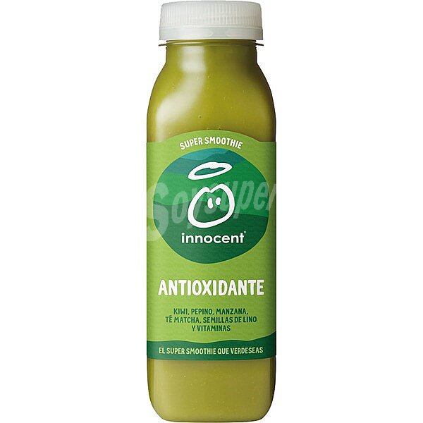 Super smoothie antioxidante kiwi, pepino, manzana, té matcha, semillas de lino y vitaminas