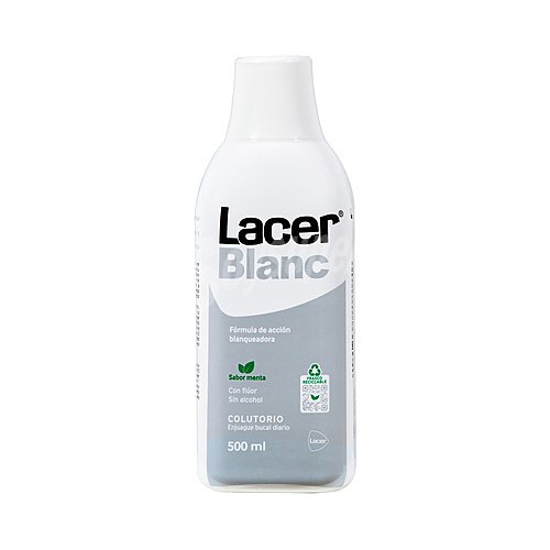 Lacer Enjuague bucal de uso diario con acción blanqueadora, sin alcohol y sabor a menta lacer Blanc