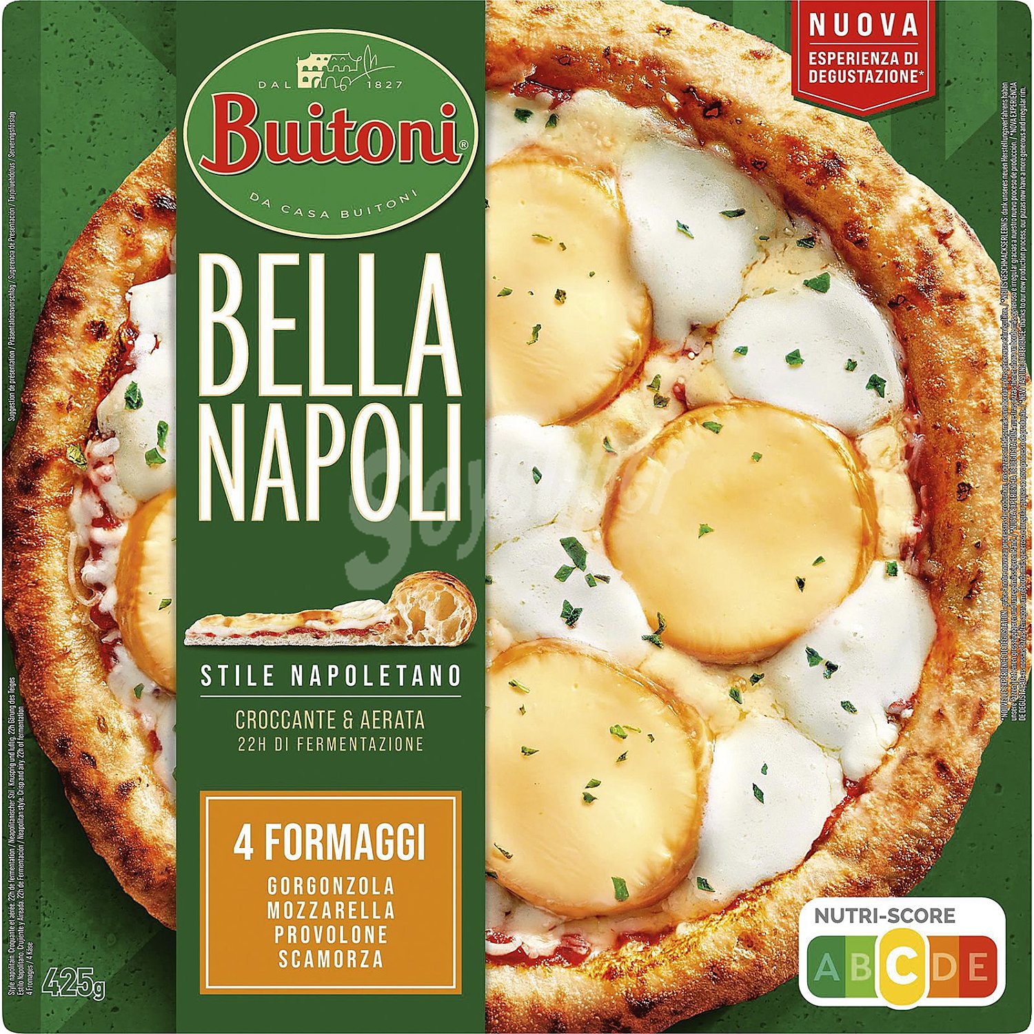 Pizza 4 quesos (provolone, Scamorza, Edam y Gorgonzola) bella napoli